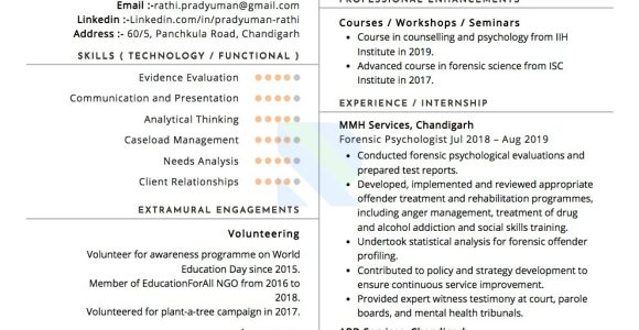 Resume Samples Objectives for forensic Science Sample Resume Of forensic Psychologist with Template & Writing …