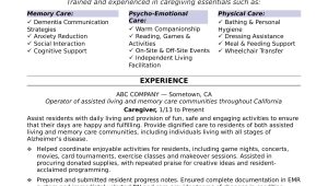 Resume Samples to Be A Caregiver Caregiver Resume Monster.com