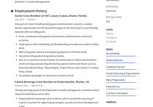 Resume Skills Sample for Service Crew Pin On Crew Member Resume Examples