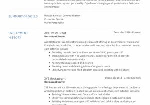 Resume Summary Sample for A Server Real Restaurant Server Resume Critique Resume.com