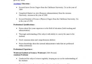 Resume Template for assistant Professor In Engineering College assistant Professor Resume Pdf University Academic Degree