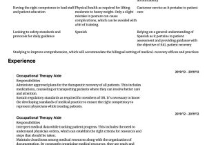 Resume Template for Physical therapist assistant Occupational therapy Aide Resume Samples All Experience Levels …