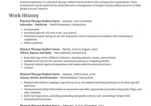 Resume Template for Physical therapist assistant Physical therapy Student Intern Resume Creator & Template