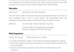 Resume Template Part Time Job Student Example Part-time Cv