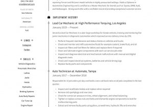 Resume Templates for Auto Body Technician Car Mechanic Resume & Guide 19 Resume Examples 2020