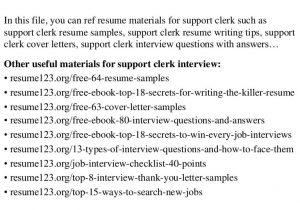 Resume123 org Free 64 Resume Samples top 8 Support Clerk Resume Samples