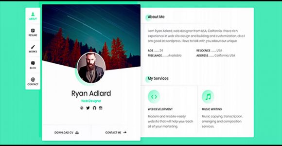Ryan Vcard Resume Cv Template Download Ryan – Vcard / Resume / Cv Template themeforest Website …
