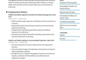 Safety and Occupational Health Specialist Sample Resume Health and Safety Engineer Resume Examples & Writing Tips 2021 (free