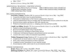 Safety and Occupational Health Specialist Sample Resume Sample Resume Osh Pdf Safety Occupational Hygiene