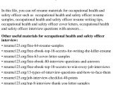Safety and Occupational Health Specialist Sample Resume top 8 Occupational Health and Safety Officer Resume Samples