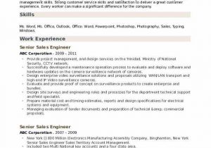 Sales and Service Engineer Resume Sample Senior Sales Engineer Resume Samples