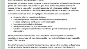 Sales Manager Resume Cover Letter Sample National Sales Manager Cover Letter Examples – Qwikresume