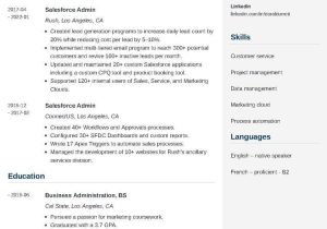 Salesforce Business Analyst Admin Sample Resume Salesforce Admin Resumeâexamples and 25lancarrezekiq Writing Tips