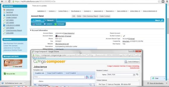 Salesforce with Conga Composer Sample Resume Jobscience   Conga Integration Webinar