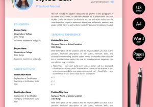 Sample 3k assistant Preschool Teacher Resume Preschool Teacher Resume Template for Word / Professional Cv – Etsy