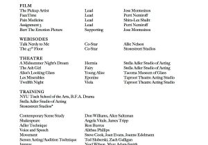 Sample Acting Resume with Agency Listing How to Make An Acting Resume with No Experience – Acting Plan