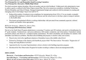 Sample assistant Principal Resume No Experience Free Vice Principal Resume Example