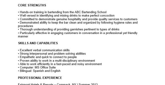 Sample Bartending Resume with No Experience Sample Bartending Resume with No Experience