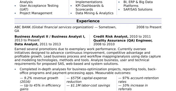 Sample Business Analyst Resume Banking Domain Business Analyst Resume Sample Monster.com