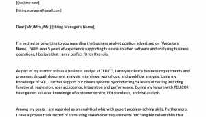 Sample Business Cover Letter for Resume Business Analyst Cover Letter Example & Writing Tips