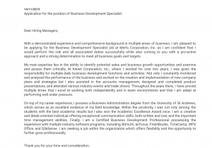 Sample Business Cover Letter for Resume Business Development Specialist Cover Letter Sample