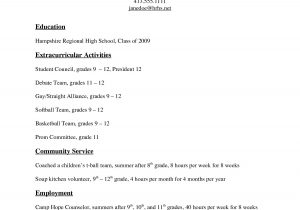 Sample College Resume for High School Seniors 11 12 College Resume Samples for High School Senior