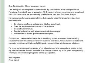 Sample Cover Letter for A Functional Resume Functional Analyst Cover Letter Examples – Qwikresume