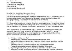 Sample Cover Letter for Bartender Resume Lead Bartender Cover Letter Examples – Qwikresume