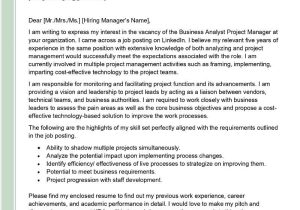 Sample Cover Letter for Business Analyst Resume Business Analyst Project Manager Cover Letter Examples – Qwikresume
