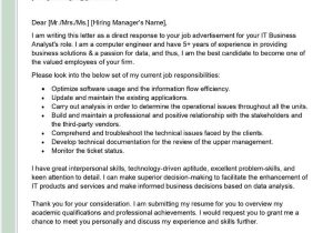 Sample Cover Letter for Business Analyst Resume It Business Analyst Cover Letter Examples – Qwikresume