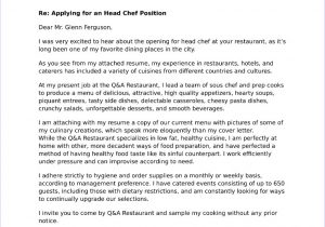 Sample Cover Letter for Chef Resume Chef Cover Letter Sample