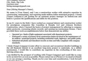 Sample Cover Letter for Construction Resume Construction Cover Letter Sample
