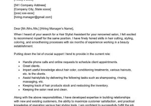 Sample Cover Letter for Hair Stylist Resume Hair Stylist assistant Cover Letter Examples – Qwikresume