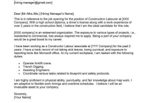 Sample Cover Letter for Labor Resume Construction Laborer Cover Letter Examples – Qwikresume