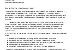Sample Cover Letter for Labor Resume General Laborer Cover Letter Examples – Qwikresume