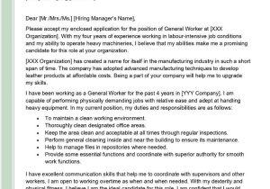 Sample Cover Letter for Labor Resume General Worker Cover Letter Examples – Qwikresume