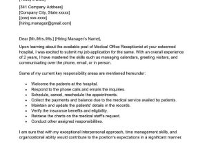 Sample Cover Letter for Medical Receptionist Resume Medical Office Receptionist Cover Letter Examples – Qwikresume