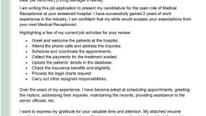 Sample Cover Letter for Medical Receptionist Resume Medical Receptionist Cover Letter Examples – Qwikresume