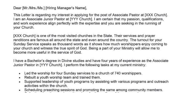 Sample Cover Letter for Ministry Resume associate Pastor Cover Letter Examples – Qwikresume