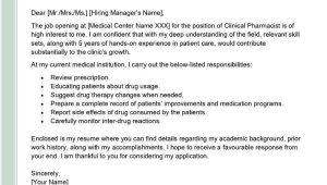 Sample Cover Letter for Pharmacist Resume Clinical Pharmacist Cover Letter Examples – Qwikresume