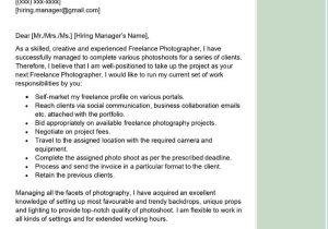 Sample Cover Letter for Photographer Resume Freelance Photographer Cover Letter Examples – Qwikresume