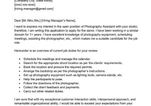 Sample Cover Letter for Photographer Resume Photography assistant Cover Letter Examples – Qwikresume