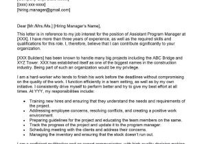 Sample Cover Letter for Program Manager Resume assistant Program Manager Cover Letter Examples – Qwikresume
