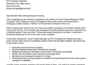 Sample Cover Letter for Program Manager Resume Junior Project Manager Cover Letter Examples – Qwikresume