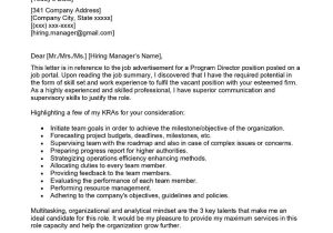 Sample Cover Letter for Program Manager Resume Program Director Cover Letter Examples – Qwikresume