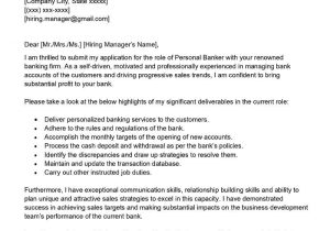 Sample Cover Letter for Resume Banking Personal Banker Cover Letter Examples – Qwikresume