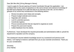 Sample Cover Letter for Resume event Planner events Coordinator Cover Letter Examples – Qwikresume