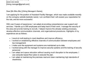 Sample Cover Letter for Resume for assistant Apartment Manager assistant Facility Manager Cover Letter Examples – Qwikresume