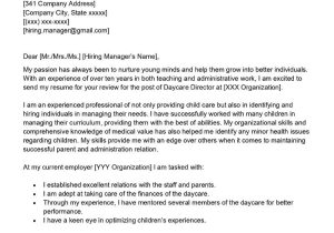 Sample Cover Letter for Resume for Children S Director Daycare Director Cover Letter Examples – Qwikresume