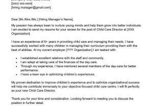 Sample Cover Letter for Resume for Childrens Director Child Care Director Cover Letter Examples – Qwikresume